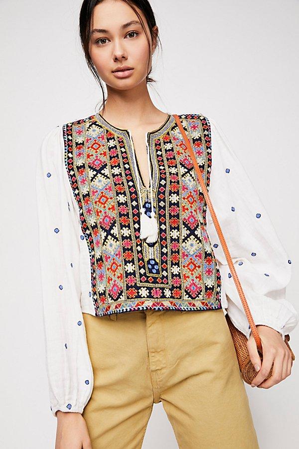 Enter The Loveland Embroidered Top By Free People